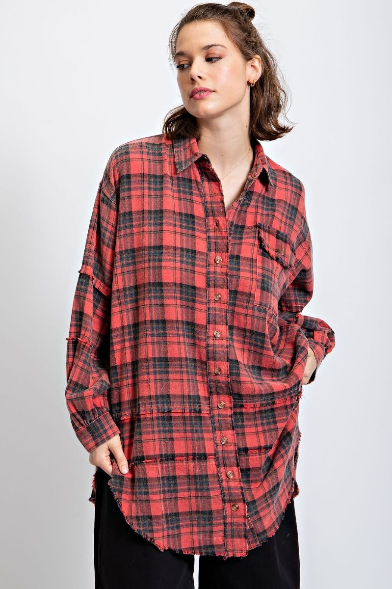 Plaid Mineral Wash Button Down