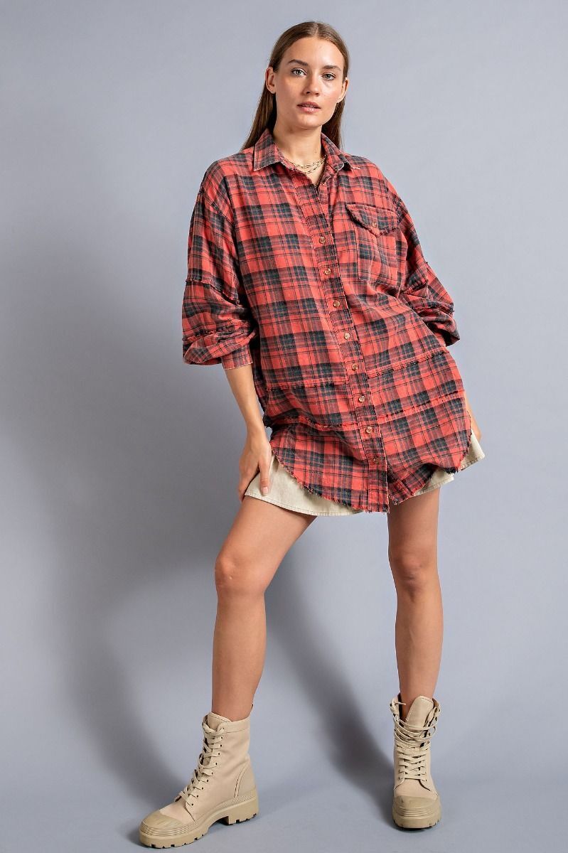 Plaid Mineral Wash Button Down