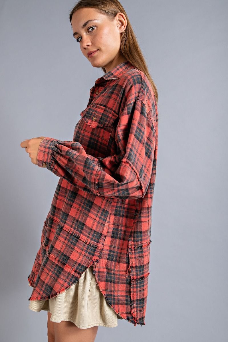 Plaid Mineral Wash Button Down