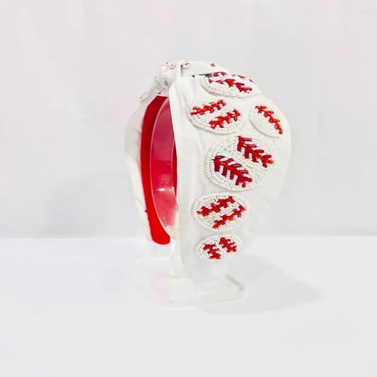Seed Beaded Baseball Headband