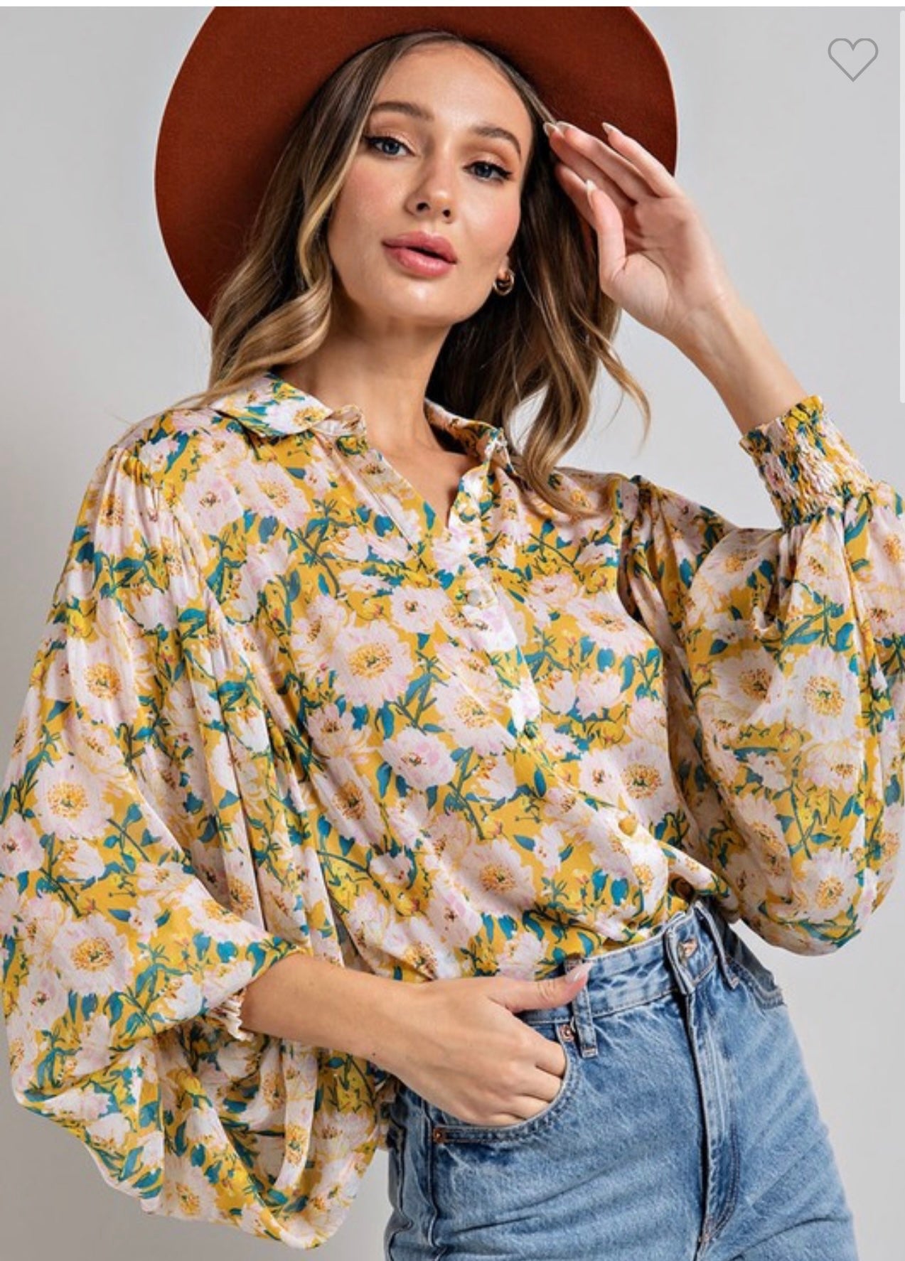 Lila button down floral blouse