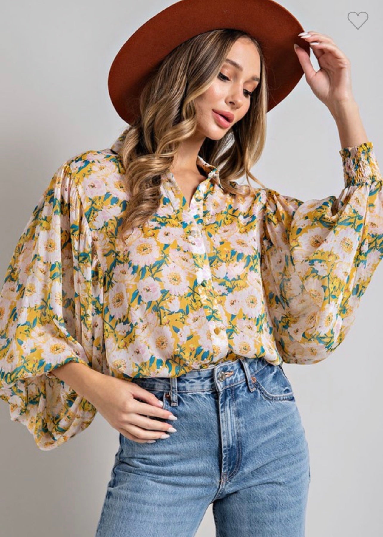 Lila button down floral blouse