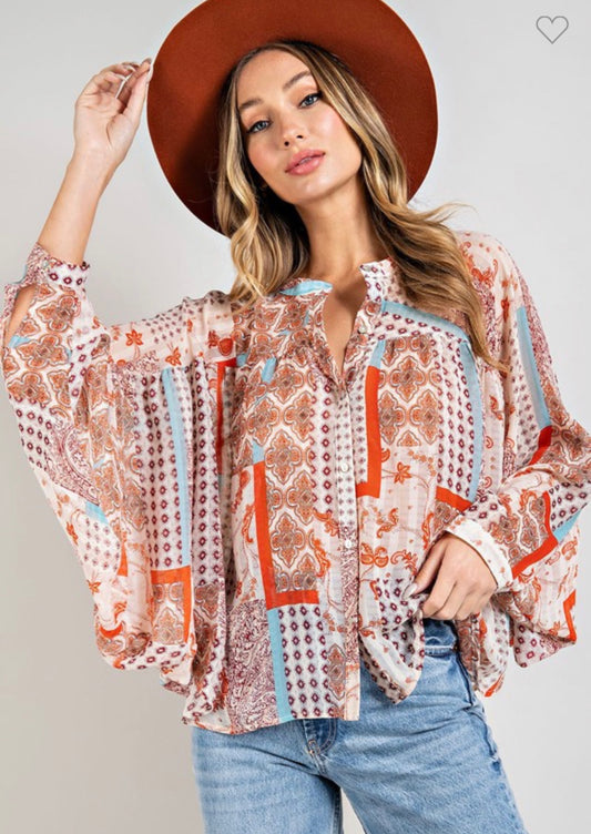 Elle flowy button down blouse