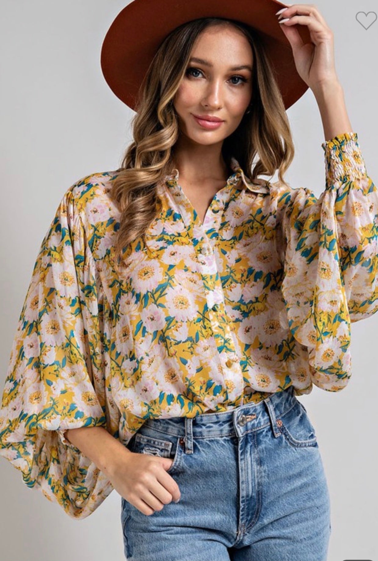 Lila button down floral blouse